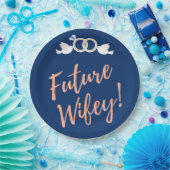 Future Wifey Love Birds in Deep Blue Paper Plate Pappteller (Party)