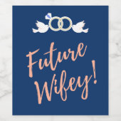 Future Wifey Love Birds in Deep Blue Weinetikett (Einzelnes Label)