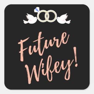 Future Wifey Love Birds Quadratischer Aufkleber