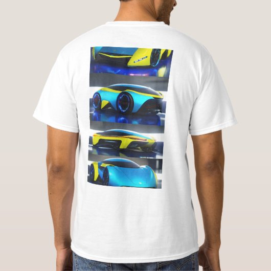 Futurismo Drive: Ultra-Sci-Fi-Auto entfesselt T-Shirt (Rückseite)