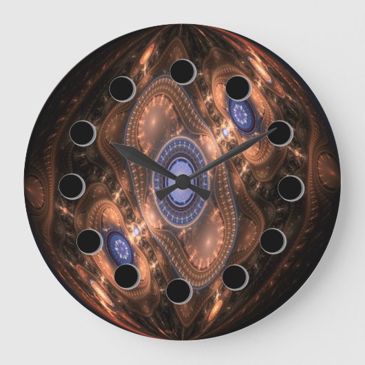 Futuristic Abstract Copper Wall Clock Große Wanduhr (Vorderseite)