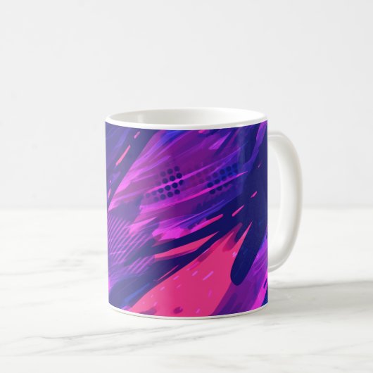 🎨 Futuristic Abstract Purple & Blue Pattern - Bol Kaffeetasse (VorderseiteRechts)