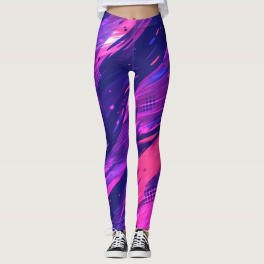 🎨 Futuristic Abstract Purple & Blue Pattern - Bol Leggings (Vorderseite)