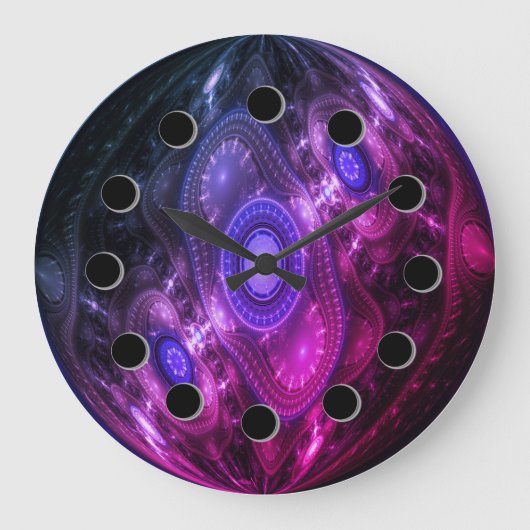 Futuristic Abstract Purple & Pink Wall Clock Große Wanduhr (Vorderseite)