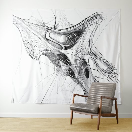 Futuristic Architectural Rendering: Wavvy Wandteppich (Beispiel (Horizontal))