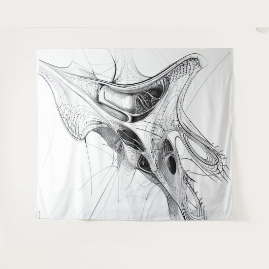 Futuristic Architectural Rendering: Wavvy Wandteppich (Vorderseite (Horizontal))