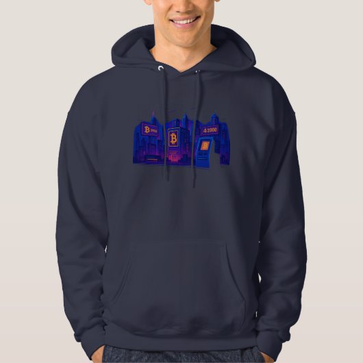 Futuristic Bitcoin City Crypto Hoodie (Vorderseite)