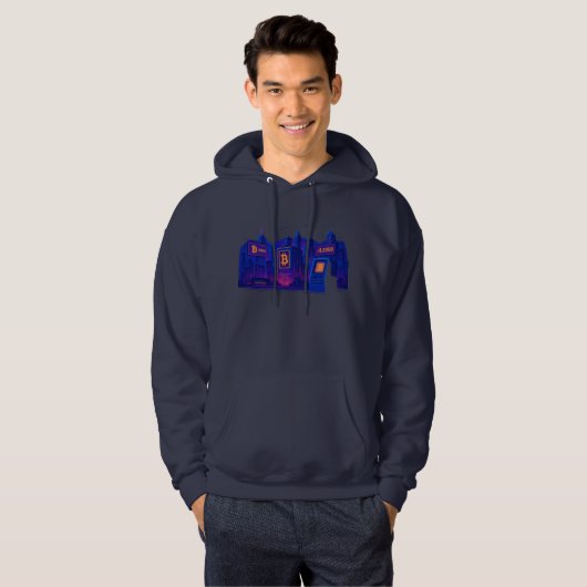 Futuristic Bitcoin City Crypto Hoodie (Vorne ganz)