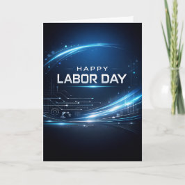 Futuristic Blue Happy Labor Day Karte