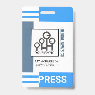 Futuristic Blue Stripe Blocks Press ID Ausweis