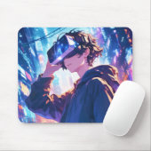 Futuristic Boy With VR - Anime Mouse Pad Mousepad (Mit Mouse)