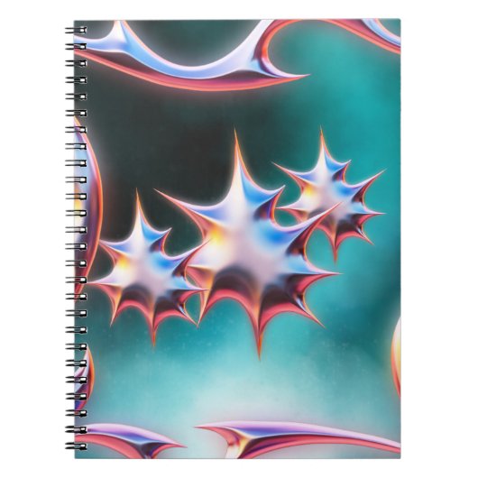 Futuristic Chrome Spikes Notebook Abstrakte SciFi Notizblock (Vorderseite)