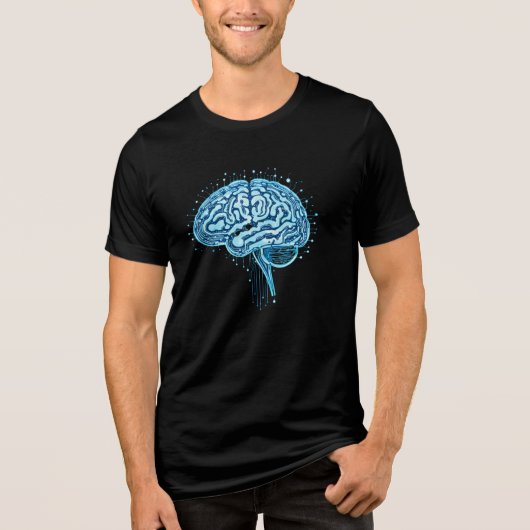 "Futuristic Circuit Brain – Minimalist Tech & AI T Tri-Blend Shirt (Vorderseite)
