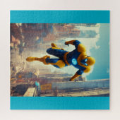 Futuristic City Guardian Superhero Puzzle – High-A (Horizontal)