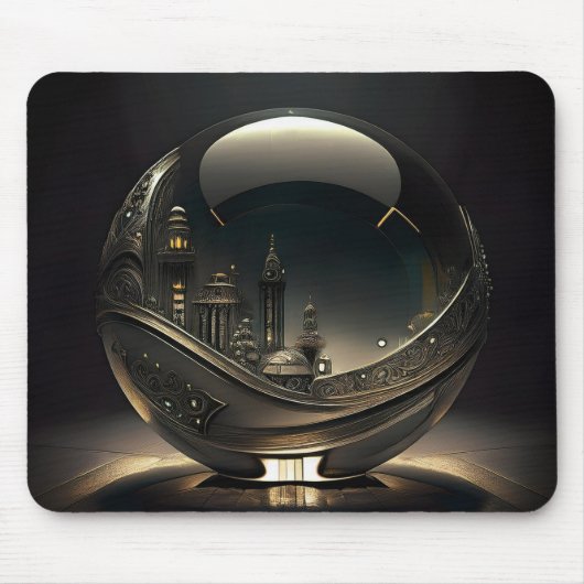 Futuristic City In Transparent Glass Globe Mousepad (Vorne)