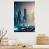 Futuristic City Poster mit Digital Art #010 (Küche)