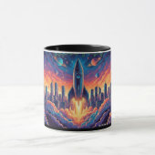 Futuristic City Rocket Launch Sci-Fi Colorful Comb Tasse (Zentrum)