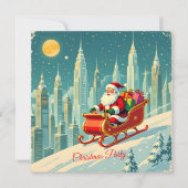 Futuristic City Santa Sleigh Christmas Party SQ Einladung (Vorderseite)