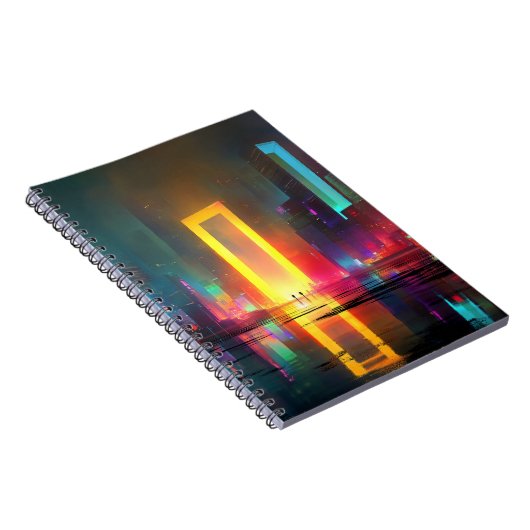 Futuristic City with Radiant Neon Portal Notizblock (Rechte Seite)