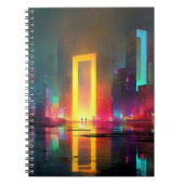 Futuristic City with Radiant Neon Portal Notizblock (Vorderseite)