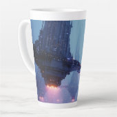 Futuristic Cityscape with Hovering Structures Milchtasse (Linke Ecke)