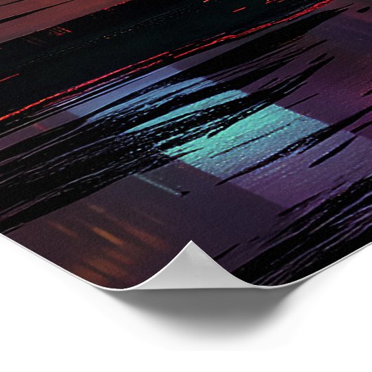 Futuristic Cityscape with Neon Reflections Poster (Ecke)