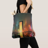 Futuristic Cityscape with Neon Reflections Tasche (Von Nahem)
