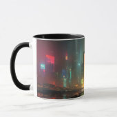 Futuristic Cityscape with Neon Reflections Tasse (Links)
