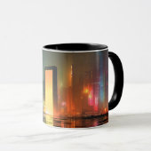 Futuristic Cityscape with Neon Reflections Tasse (VorderseiteRechts)