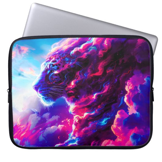 Futuristic Cosmic Neon Leopard  Laptopschutzhülle (Vorderseite)