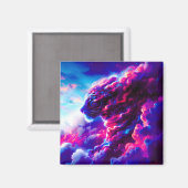Futuristic Cosmic Neon Leopard  Magnet (Vorderseite/Rückseite)