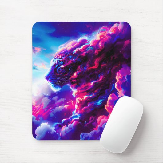 Futuristic Cosmic Neon Leopard  Mousepad (Mit Mouse)