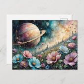 Futuristic Cosmos Flower and Space Postkarte (Vorne/Hinten)