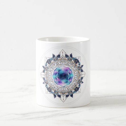 Futuristic Crystal Mandala – Geometric Tech Art Kaffeetasse (Mittel)