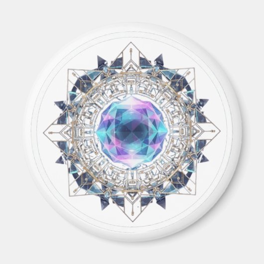 Futuristic Crystal Mandala – Geometric Tech Art Magnet (Vorne)