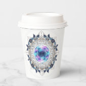 Futuristic Crystal Mandala – Geometric Tech Art Pappbecher (Vorderseite)