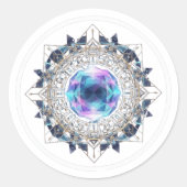 Futuristic Crystal Mandala – Geometric Tech Art Runder Aufkleber (Vorderseite)