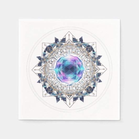 Futuristic Crystal Mandala – Geometric Tech Art Serviette (Vorderseite)