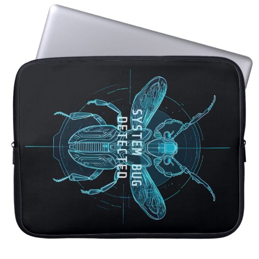 Futuristic Cyber Bug Detected IT Humor Laptopschutzhülle (Vorderseite)