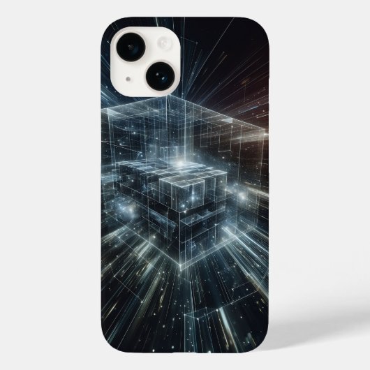 Futuristic Cyber Cube Phone Case - High-Tech Glow  (Rückseite)
