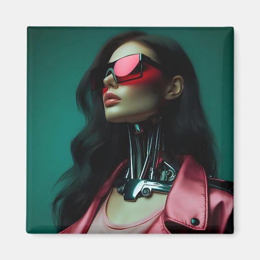  futuristic cybernetic woman magnet (Vorne)