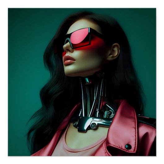 futuristic cybernetic woman poster (Vorderseite)
