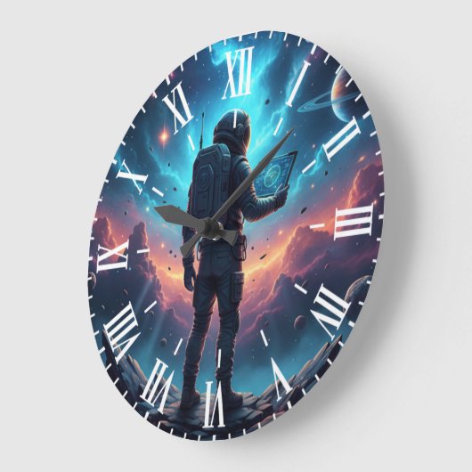 Futuristic Cyberpunk Astronaut Nebula Space Unique Große Wanduhr (Winkel)
