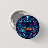 Futuristic Cyberpunk Robot Neon Food Ramen Button (Vorne & Hinten)