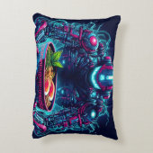 Futuristic Cyberpunk Robot Neon Food Ramen Dekokissen (Rückseite(Vertikal))