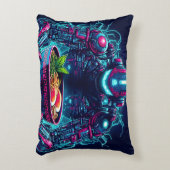 Futuristic Cyberpunk Robot Neon Food Ramen Dekokissen (Vorderseite(Vertikal))