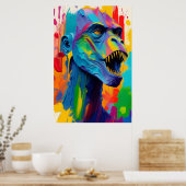 Futuristic Cyborg T-Rex Dinosaur Poster Fantasy (Küche)