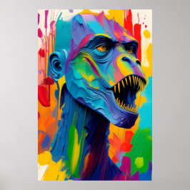 Futuristic Cyborg T-Rex Dinosaur Poster Fantasy