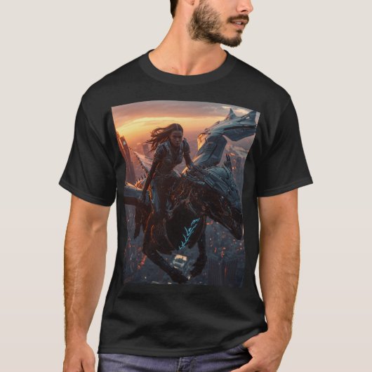 Futuristic Dragon Knight Artwork T-Shirt (Vorderseite)