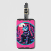 Futuristic Feline Tech Gepäckanhänger (Vorderseite Vertikal)